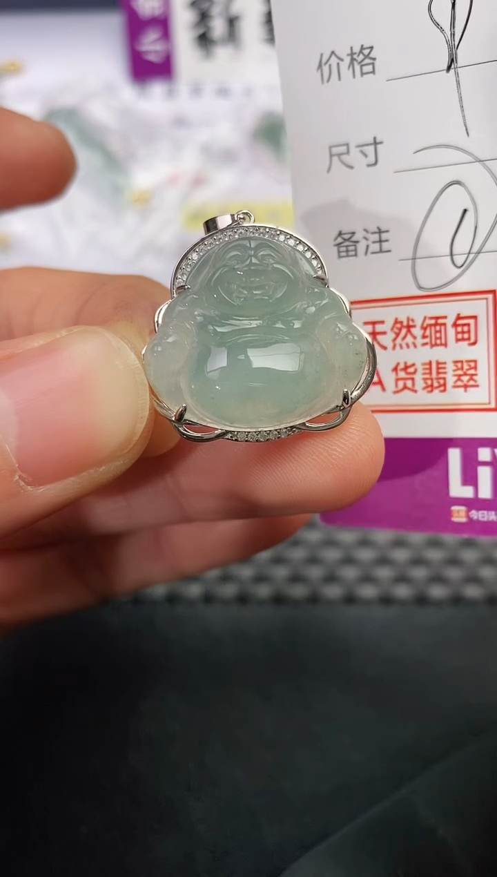 颈饰银S925镶嵌翡翠我**权挂件