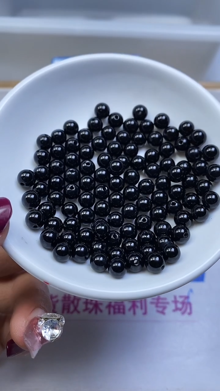 未镶嵌散珠玛瑙/玉髓B349 黑玛瑙6mm30颗5.8元