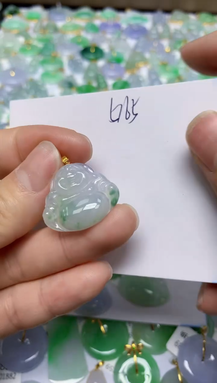 【闪购商品】翡翠挂件18K金镶嵌 天然翡翠A货