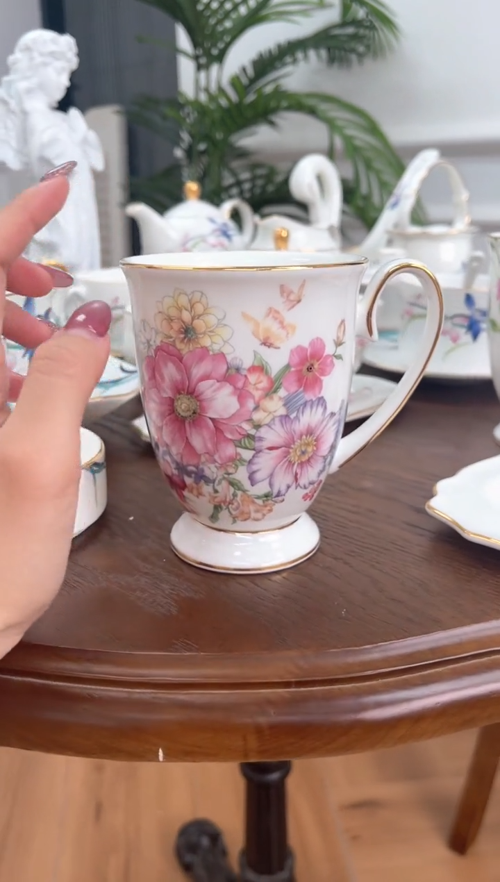 碗花花高骨骨瓷马克杯