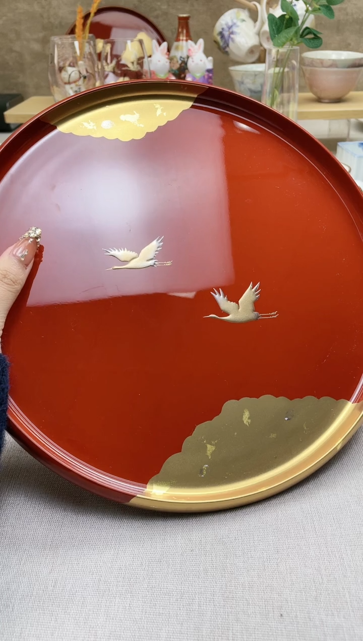 【闪购商品】摆件/盘子/杯子雅鹤漆盘