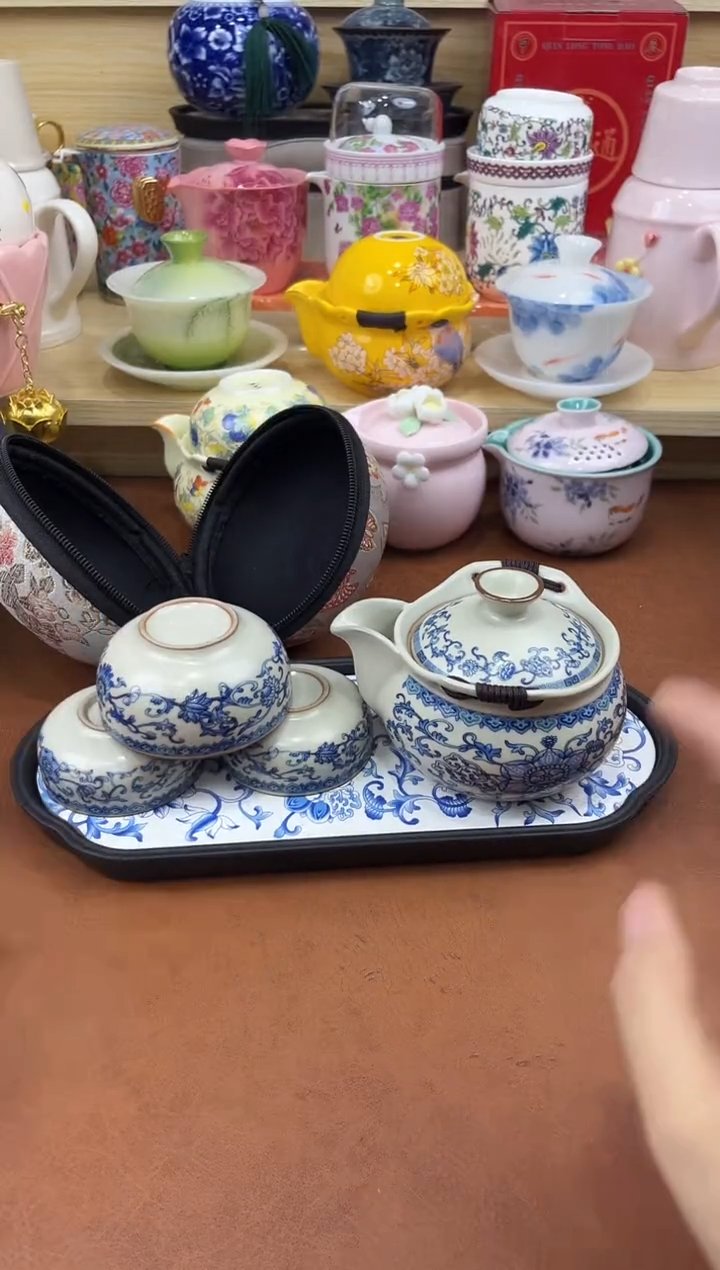 陶陶瓷茶具摆件旅行套组