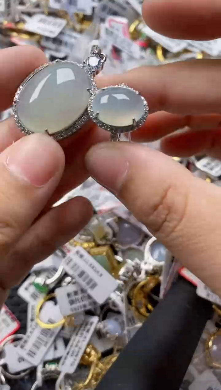 翡翠戒指银S925镶嵌1010     10