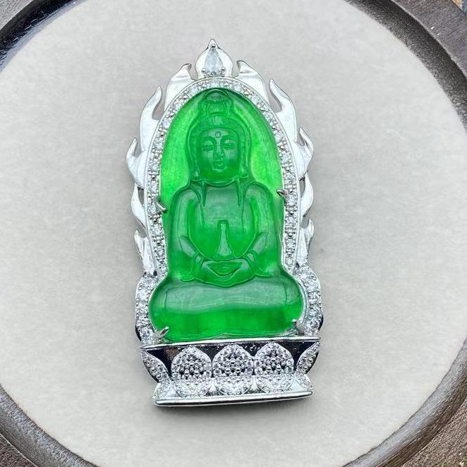 A249 冰绿镶嵌观音吊坠 (多样性发其一)