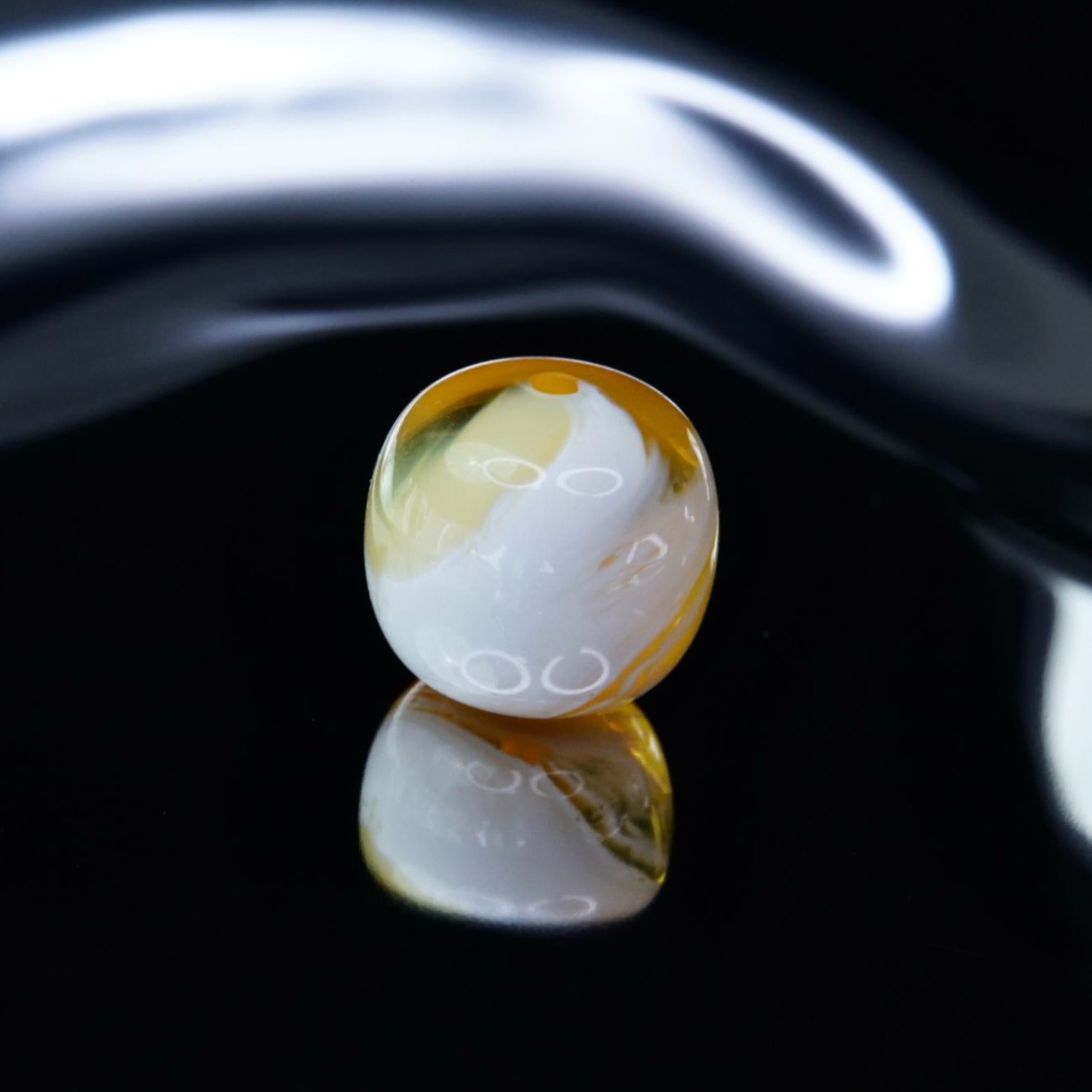 11.3mm金漆白溶洞拉丝老型 天然琥珀蜜蜡精工手作高端文玩配饰