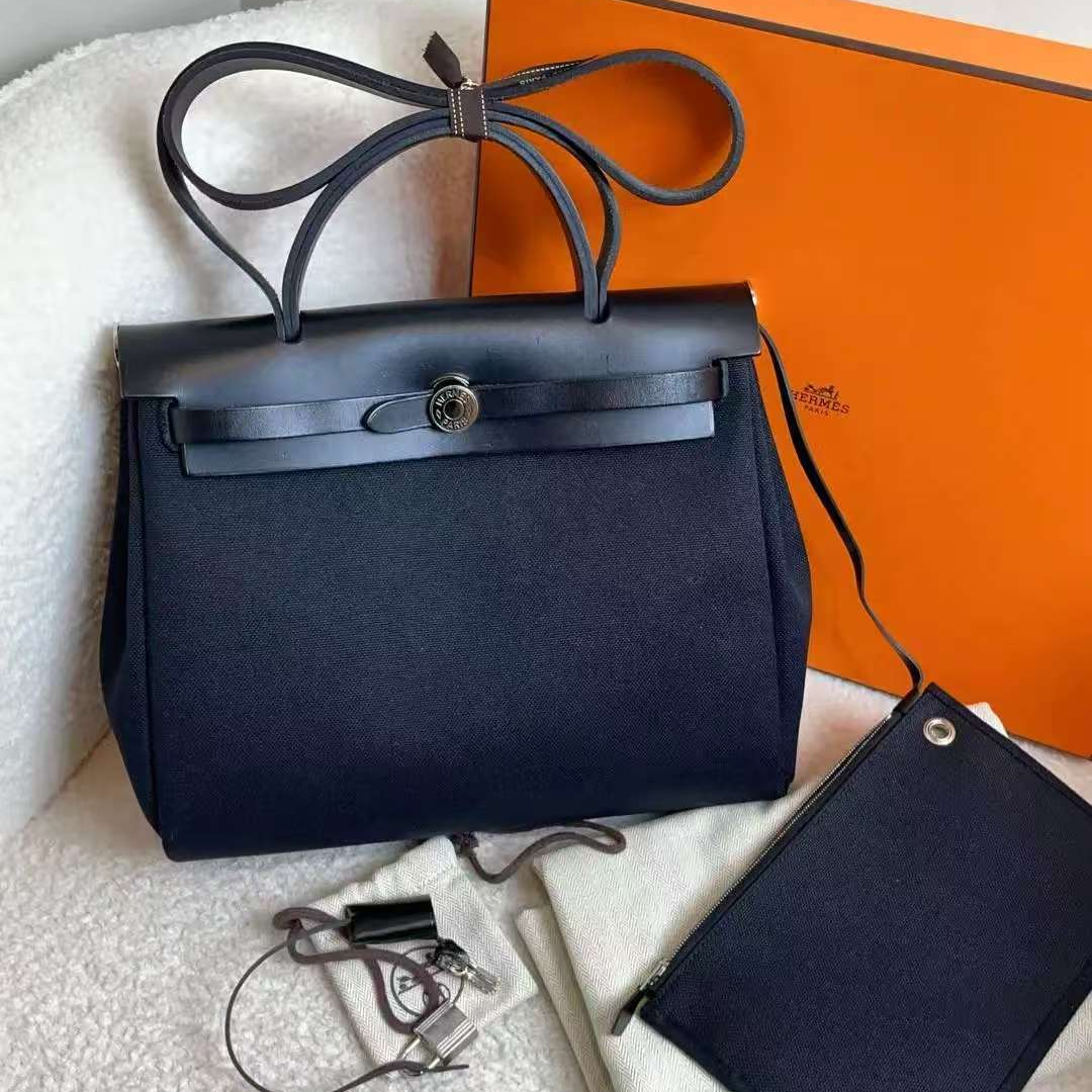 99新 Hermes/爱马仕 黑银herbag31 b刻/55712151/12期/代卖服务