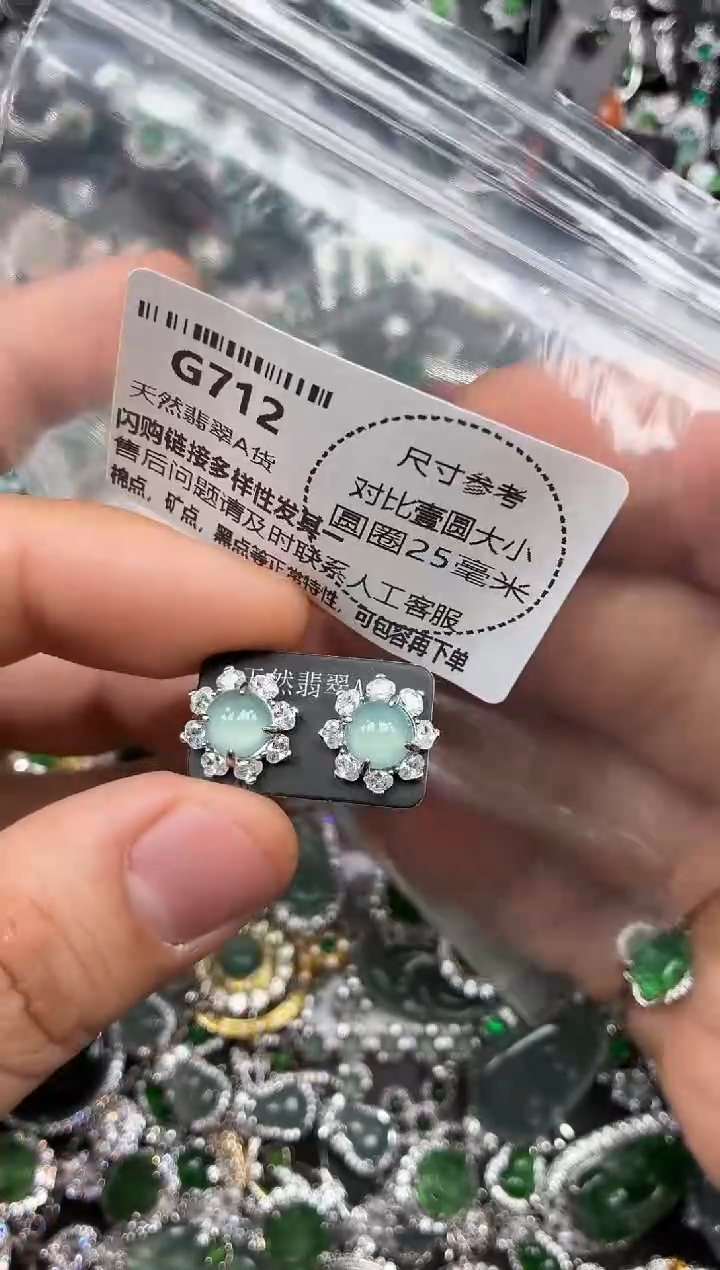 颈饰未镶嵌翡翠G712耳钉