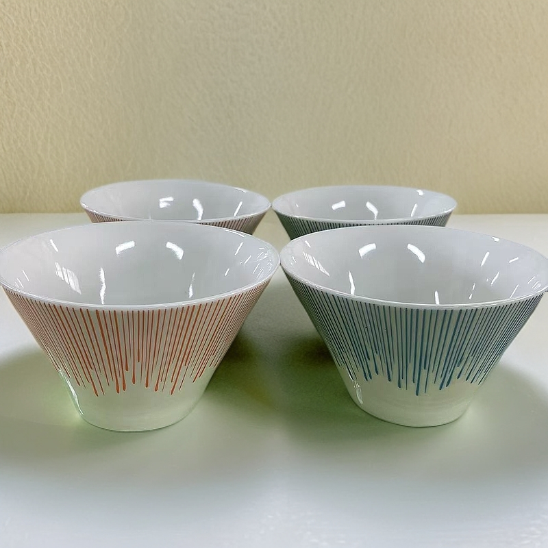 美浓烧日式拉面碗斗笠碗4件套