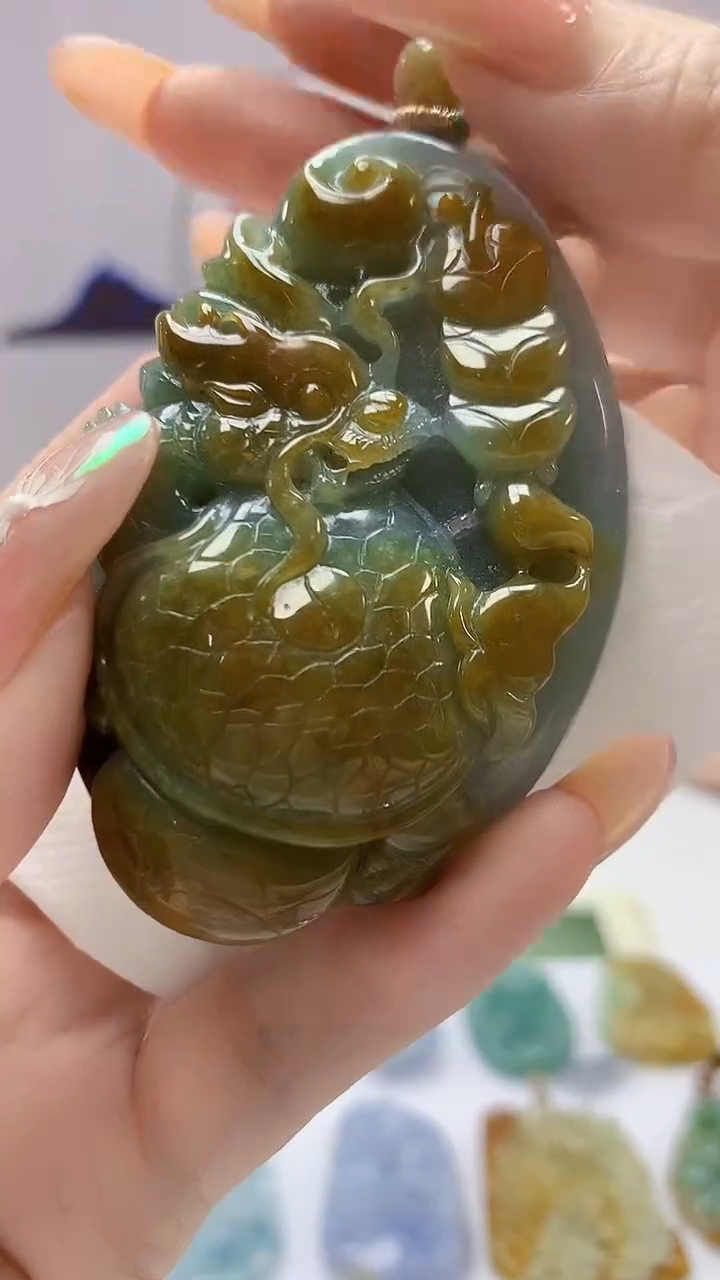 【闪购商品】定制翡翠未镶嵌0405DD-毛货挂件龙龟107