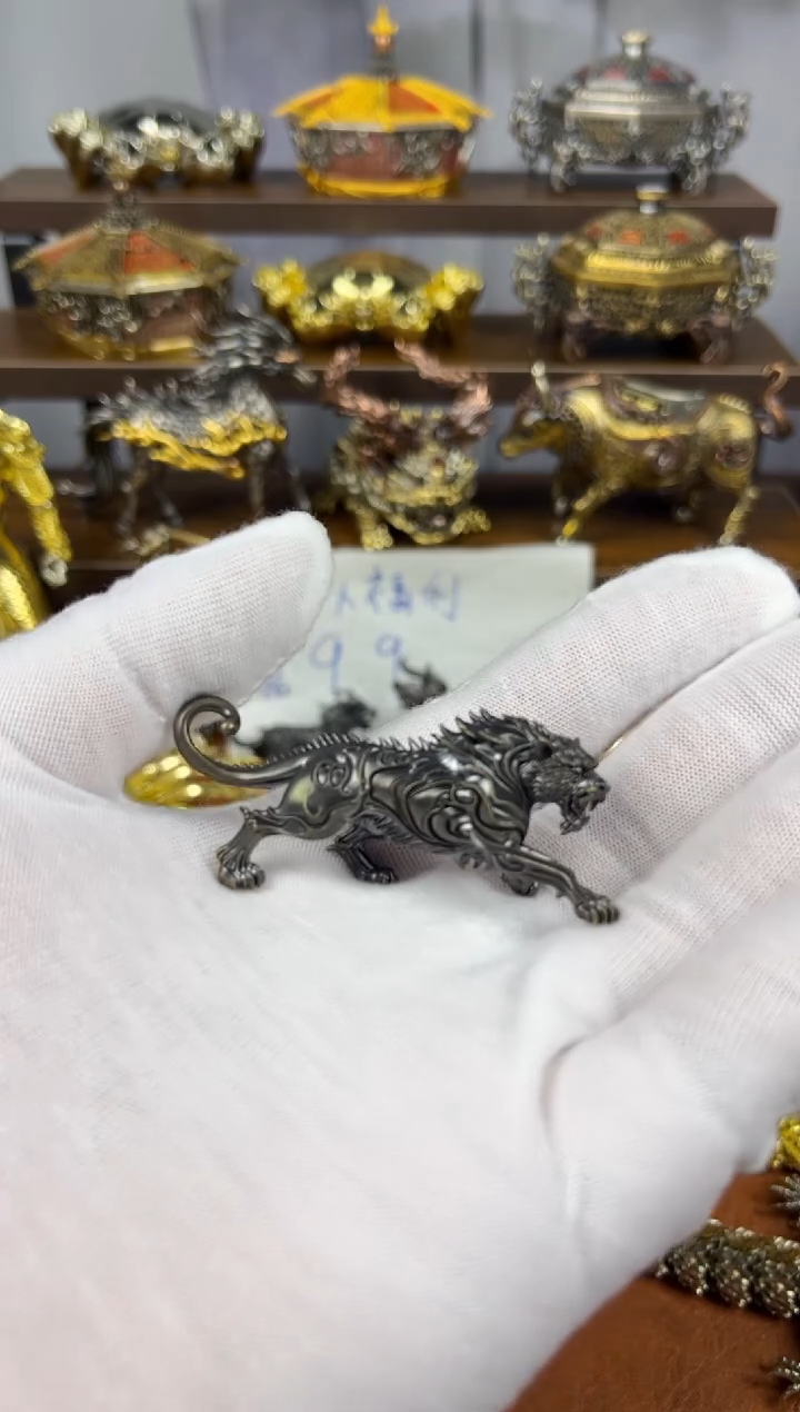 玄虎黄铜摆件实心