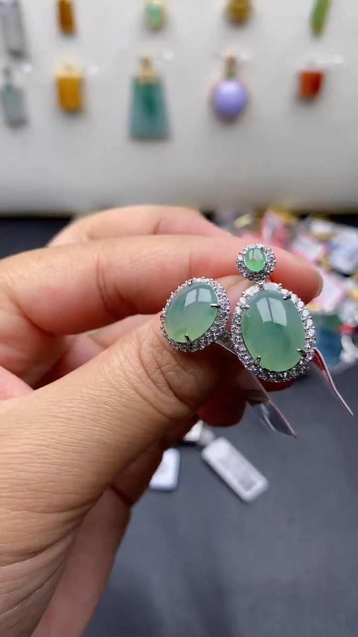 银S925镶嵌戒指翡翠1