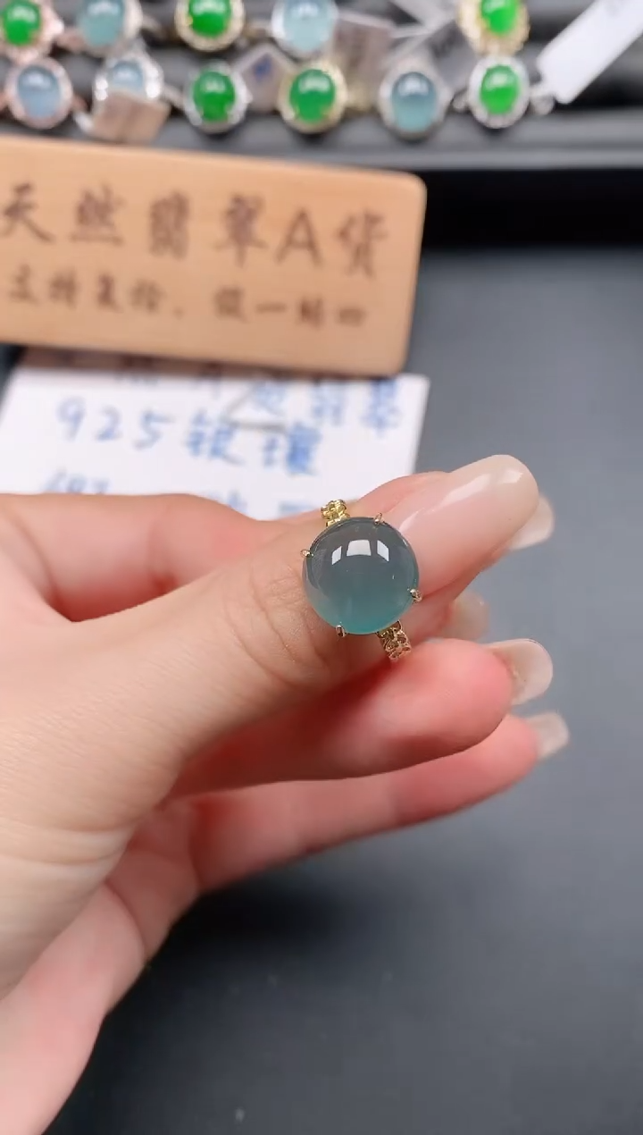 银S925镶嵌戒指翡翠111