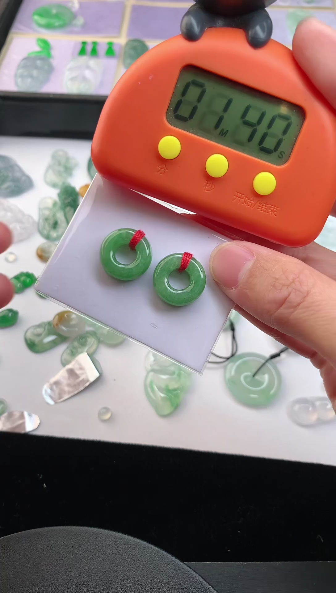 【闪购商品】翡翠裸石翡翠A货甜甜圈一对