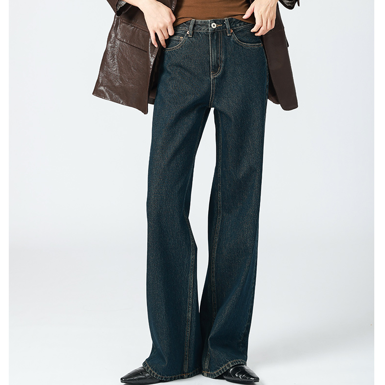 ZZ-29【金香】2025秋季新色调高腰宽松阔腿牛仔裤女