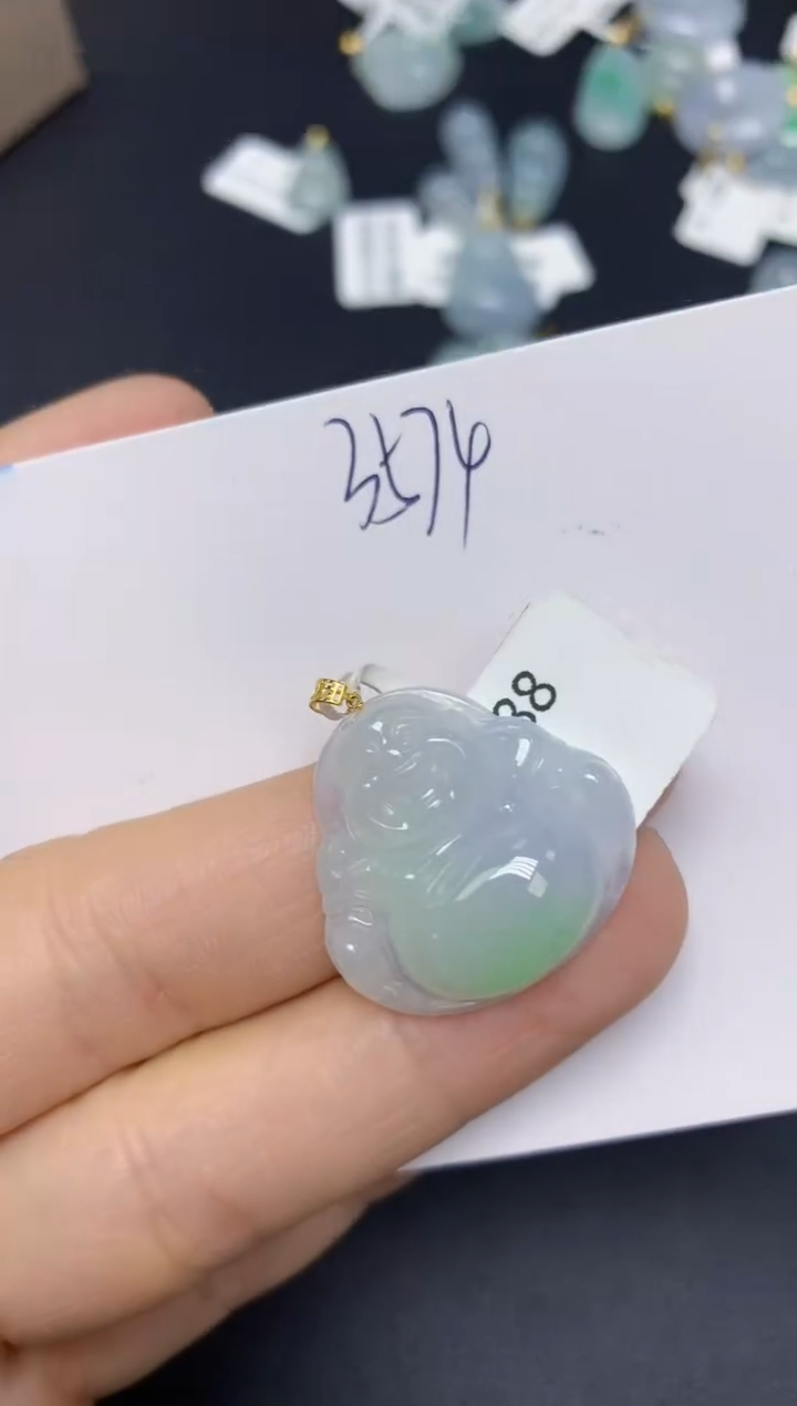 【闪购商品】翡翠挂件18K金镶嵌 天然翡翠A货