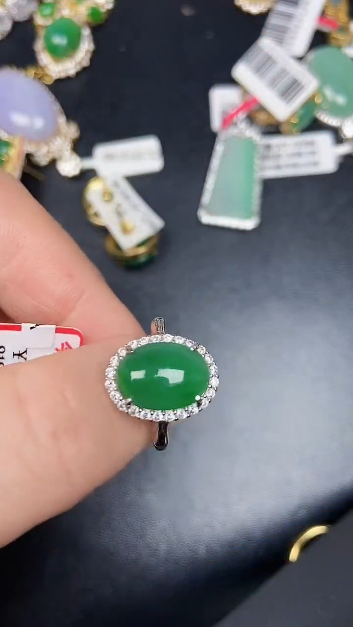 银S925镶嵌戒指翡翠9700