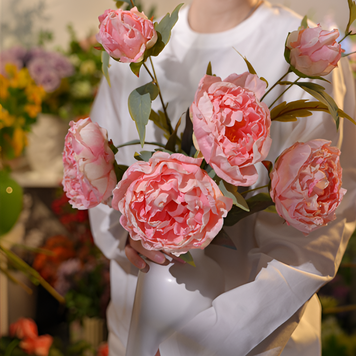 粉色牡丹花 干枯牡丹 仿干花 餐桌花 简约风 茶几花 仿真花