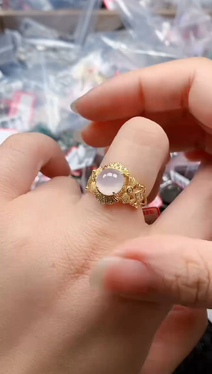 银S925镶嵌戒指翡翠天然A货缅甸翡翠