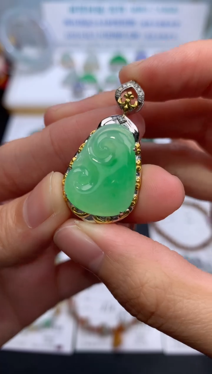 【闪购商品】定制翡翠18K金镶嵌模式推广期24小时鉴赏期