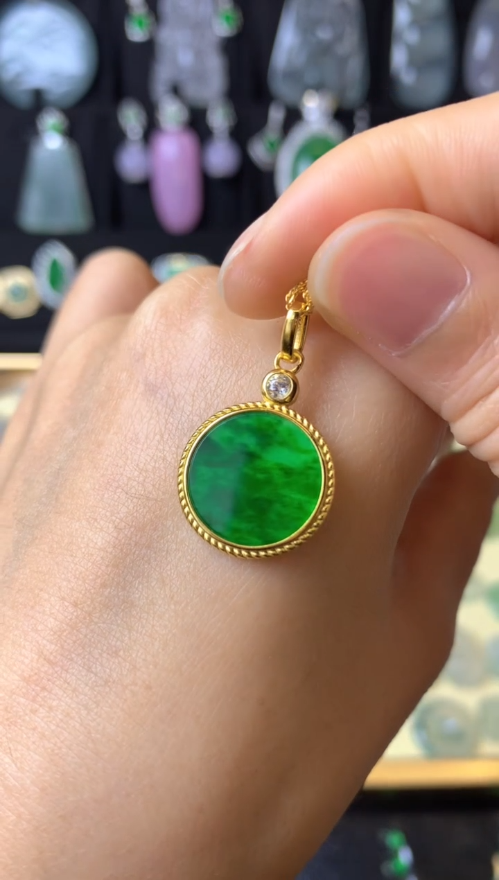 【闪购商品】翡翠颈饰银S925镶嵌成品吊坠含链