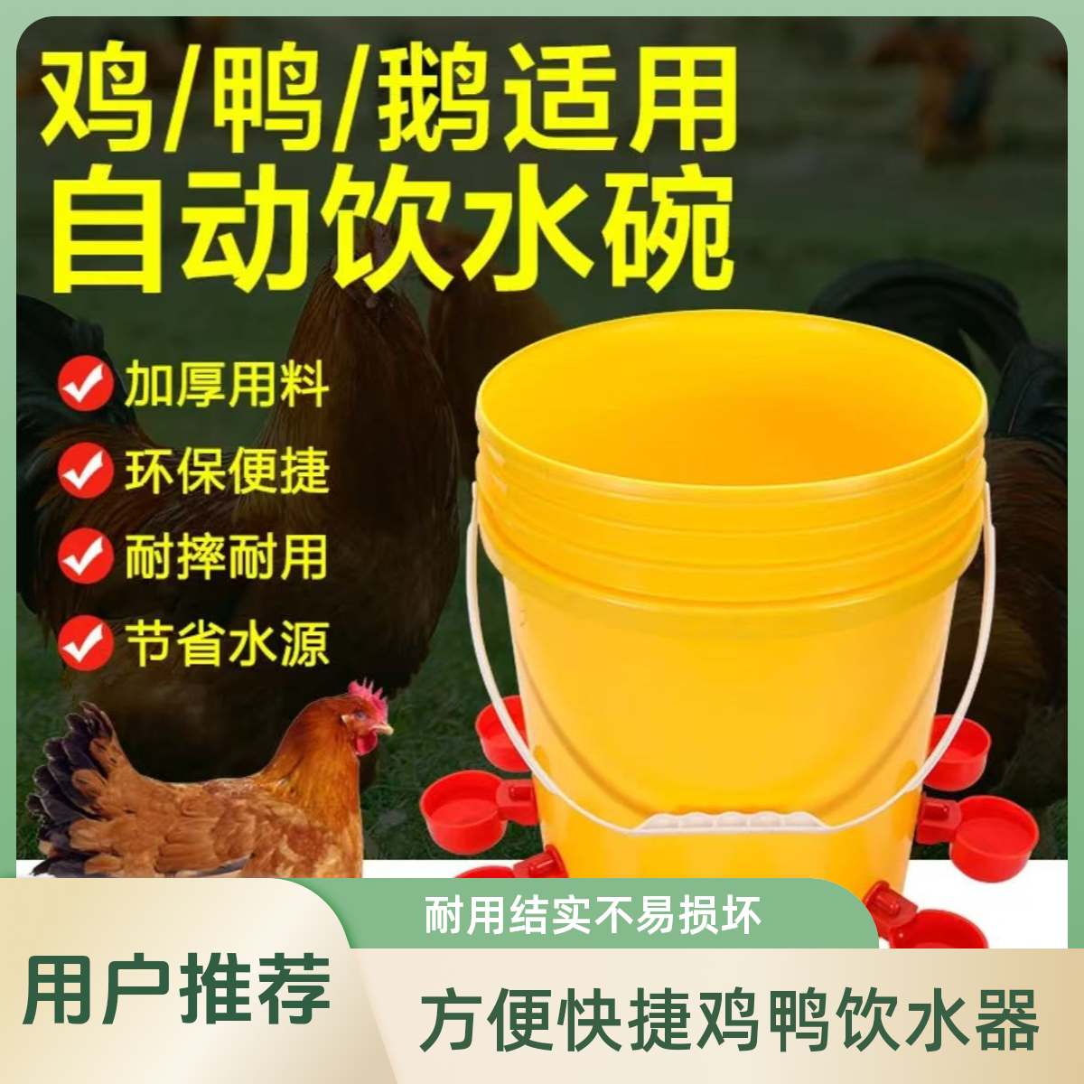 养鸡用自动饮水器鸡鸭鹅饮水碗喝水碗鹌鹑家禽鸟鸽子喂食神器养殖