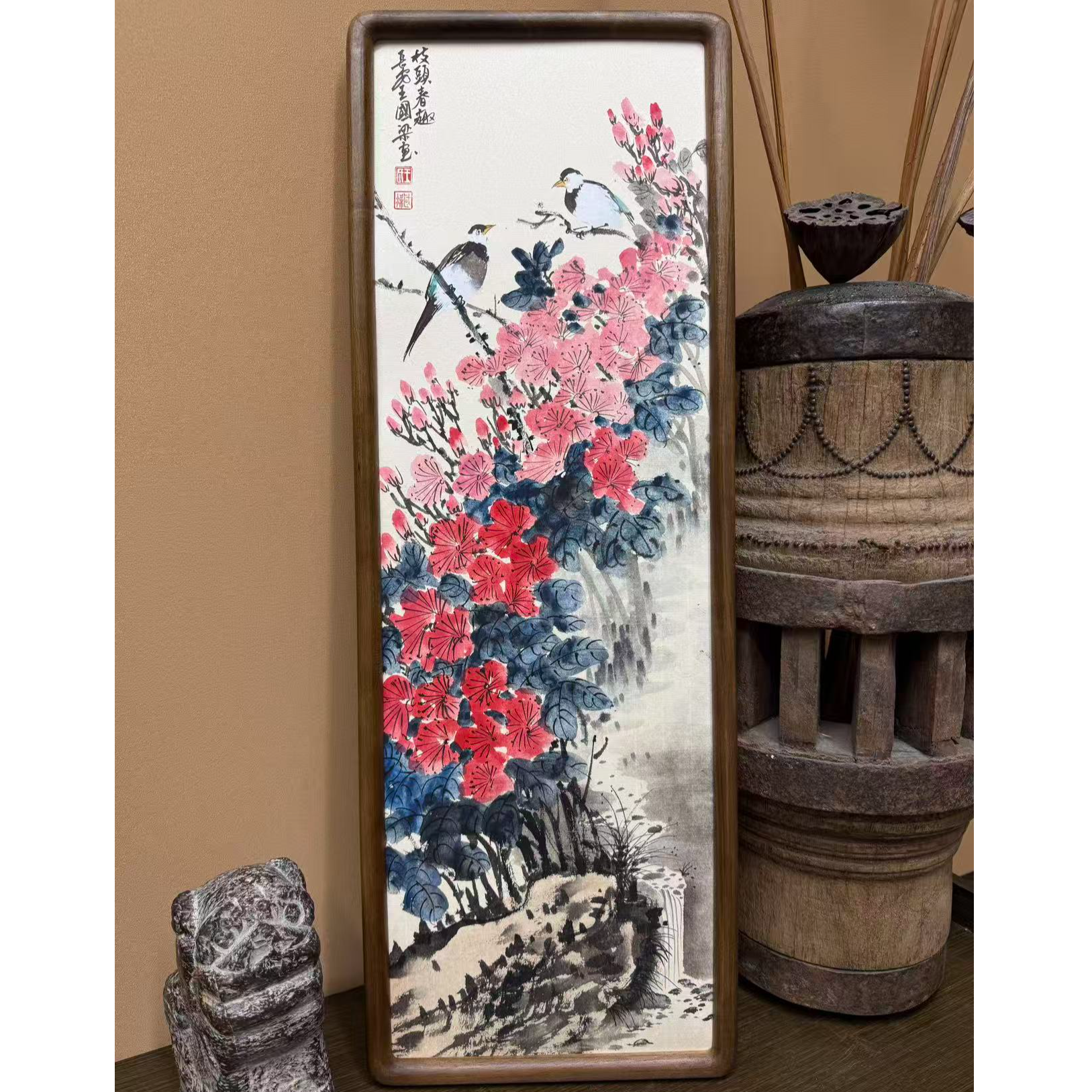 《枝头春趣》22×62花鸟装饰画