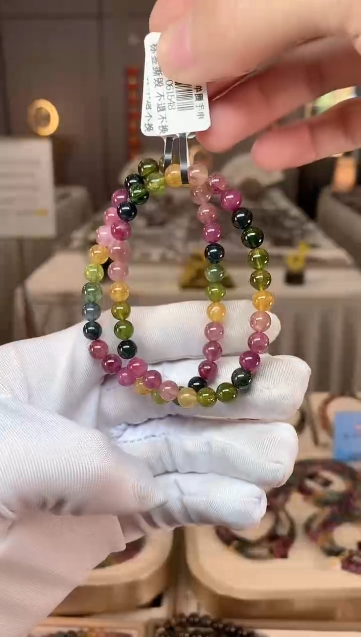 未镶嵌老矿碧玺彩虹冰体单圈手串6mm+碧玺多样性发货一条xion