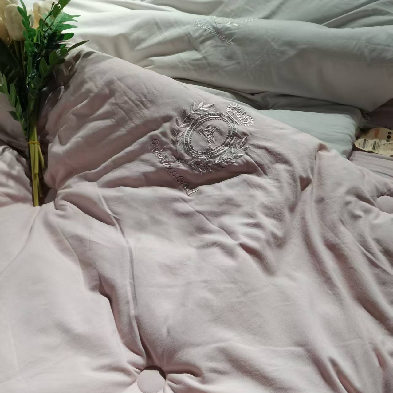 大豆生姜绣花磨毛超柔冬被