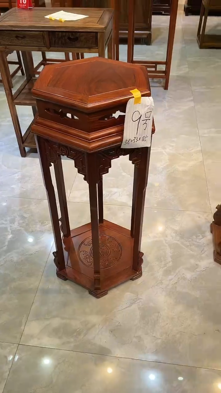 花梨木类成套家具峻****…大六角花架38*33*85