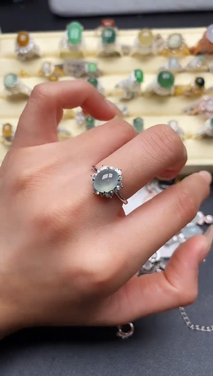 【闪购商品】翡翠戒指银S925镶嵌999999+2