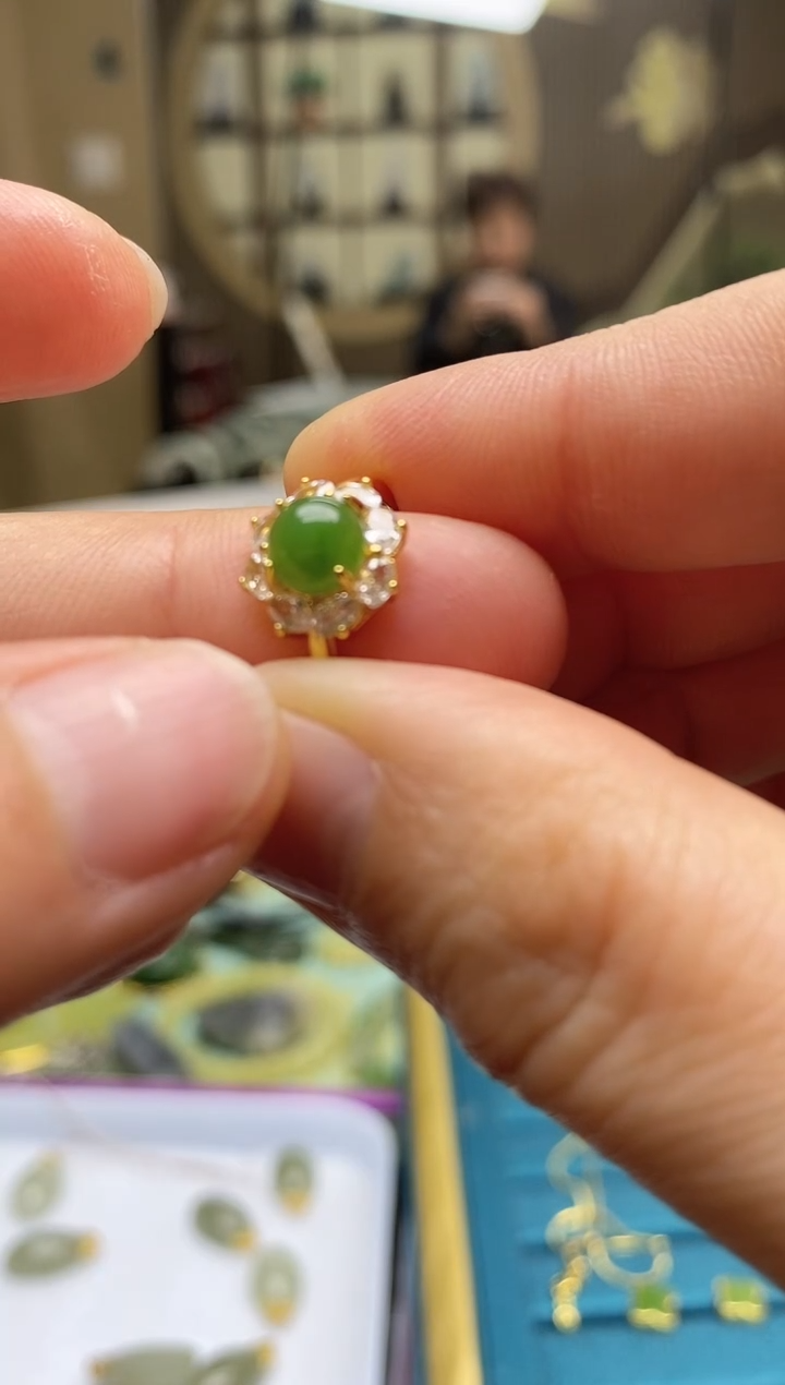 【闪购商品】和田玉（碧玉）戒指银S925镶嵌拍一发一