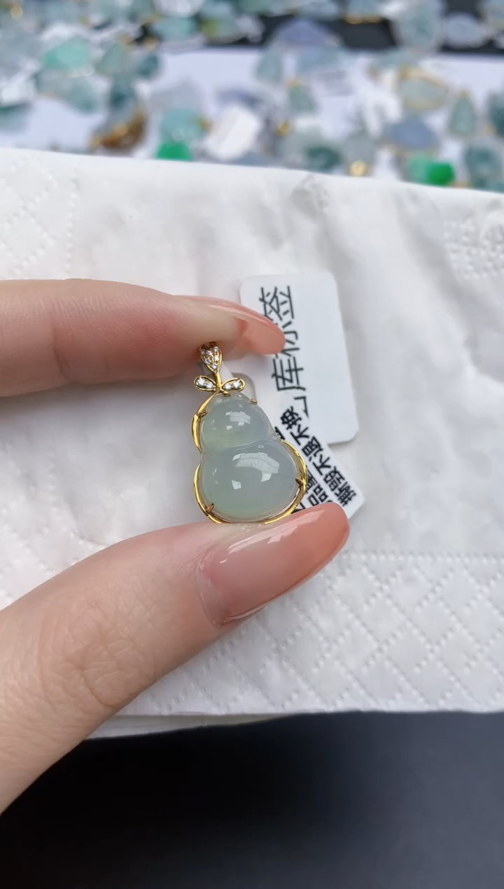 【闪购商品】翡翠颈饰18K金镶嵌天然缅甸翡翠A货