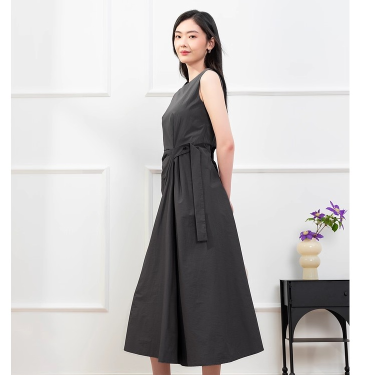 velwin蔚雯夏季新款气质百搭优雅通勤率性连衣裙女OELL234C09