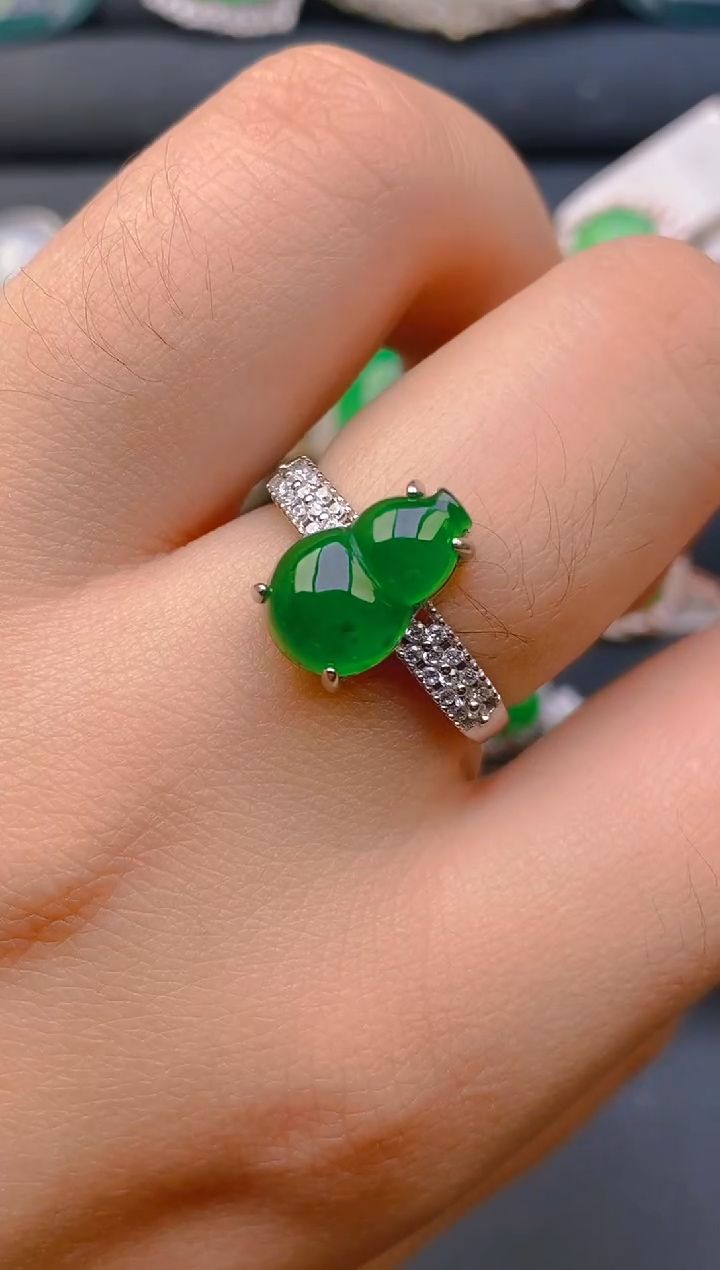 【闪购商品】翡翠戒指银S925镶嵌天然A货翡翠1