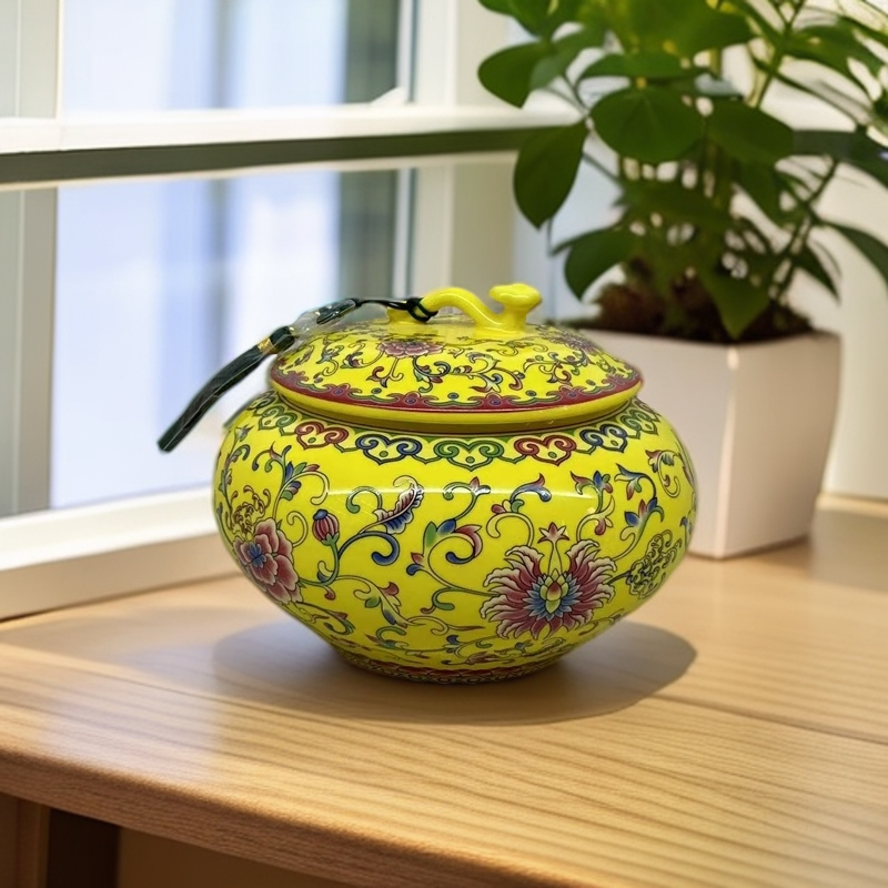 帝王黄缠枝连茶叶罐代替链接