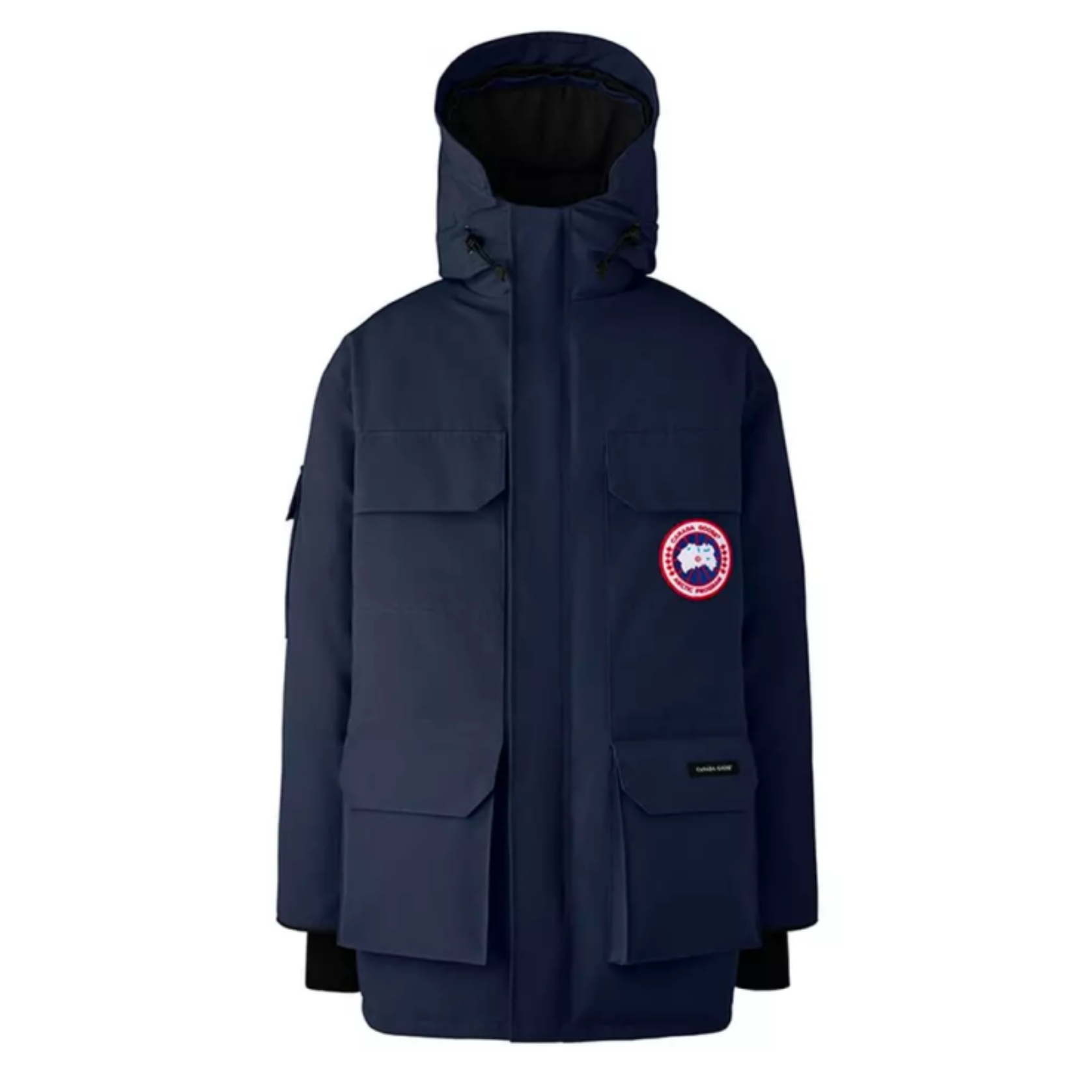 未使用 CANADA GOOSE 贴标条纹拉链连帽含羽绒夹克外套 蓝色S
