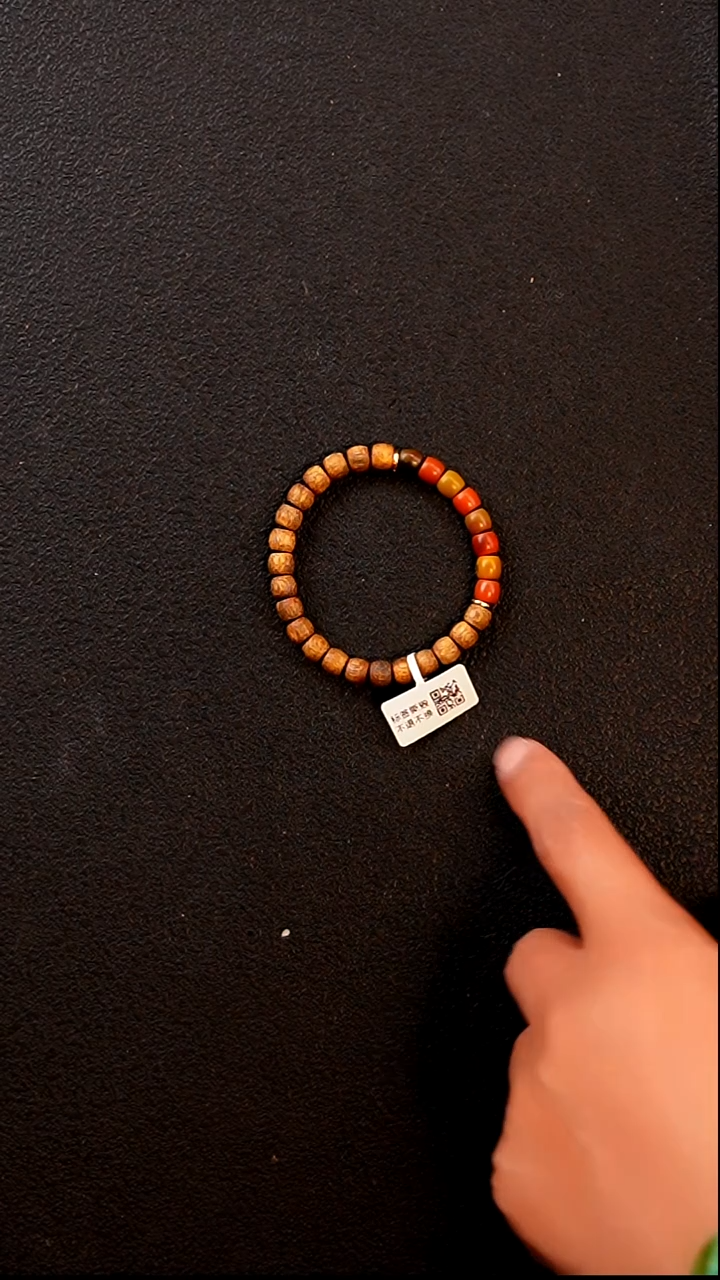 沉香手串7mm海南白棋鼓珠单圈设计款