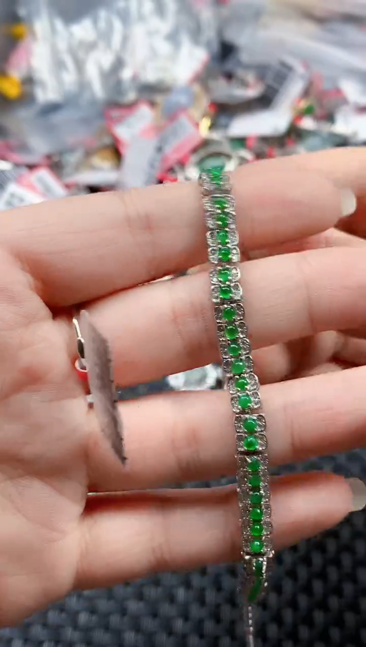 银S925镶嵌戒指翡翠天然A货缅甸翡翠