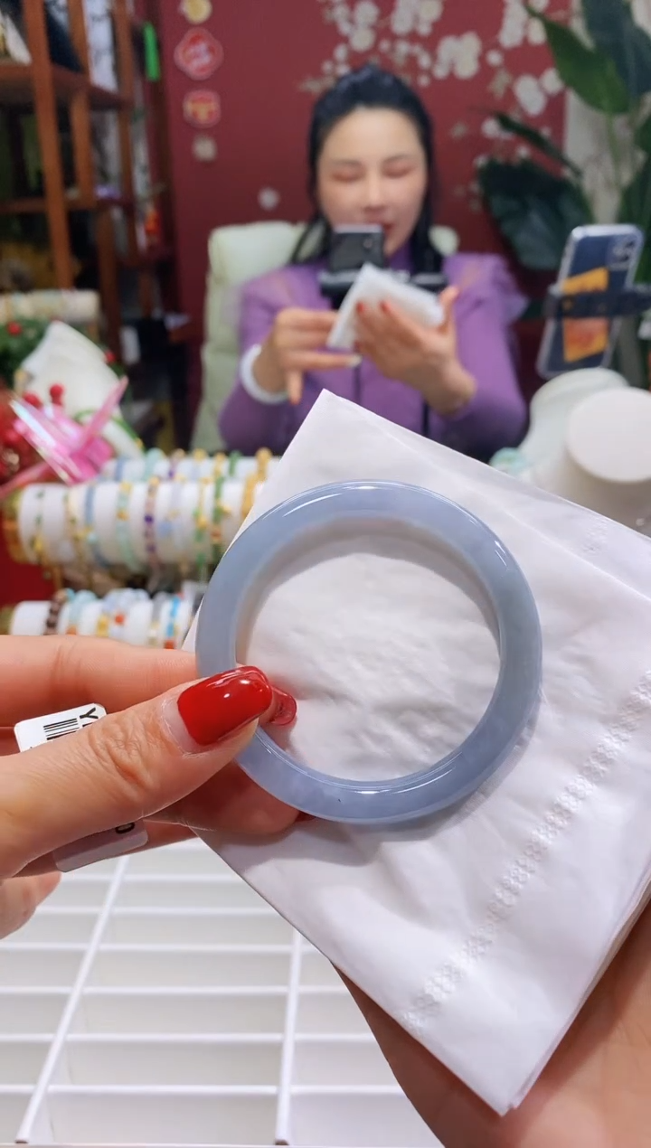 【闪购商品】翡翠手镯未镶嵌155蓝紫52.7/7.5*8.0