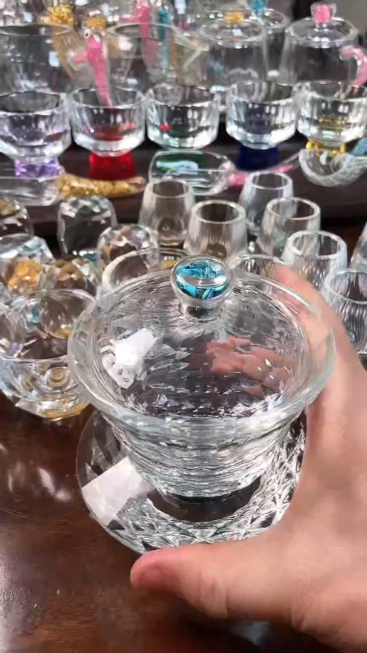 【闪购商品】玺宴新款水晶三才盖碗绿松石