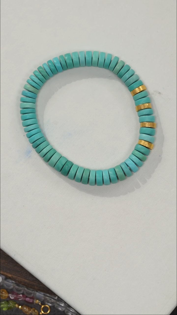 绿松石18K金镶嵌手链1