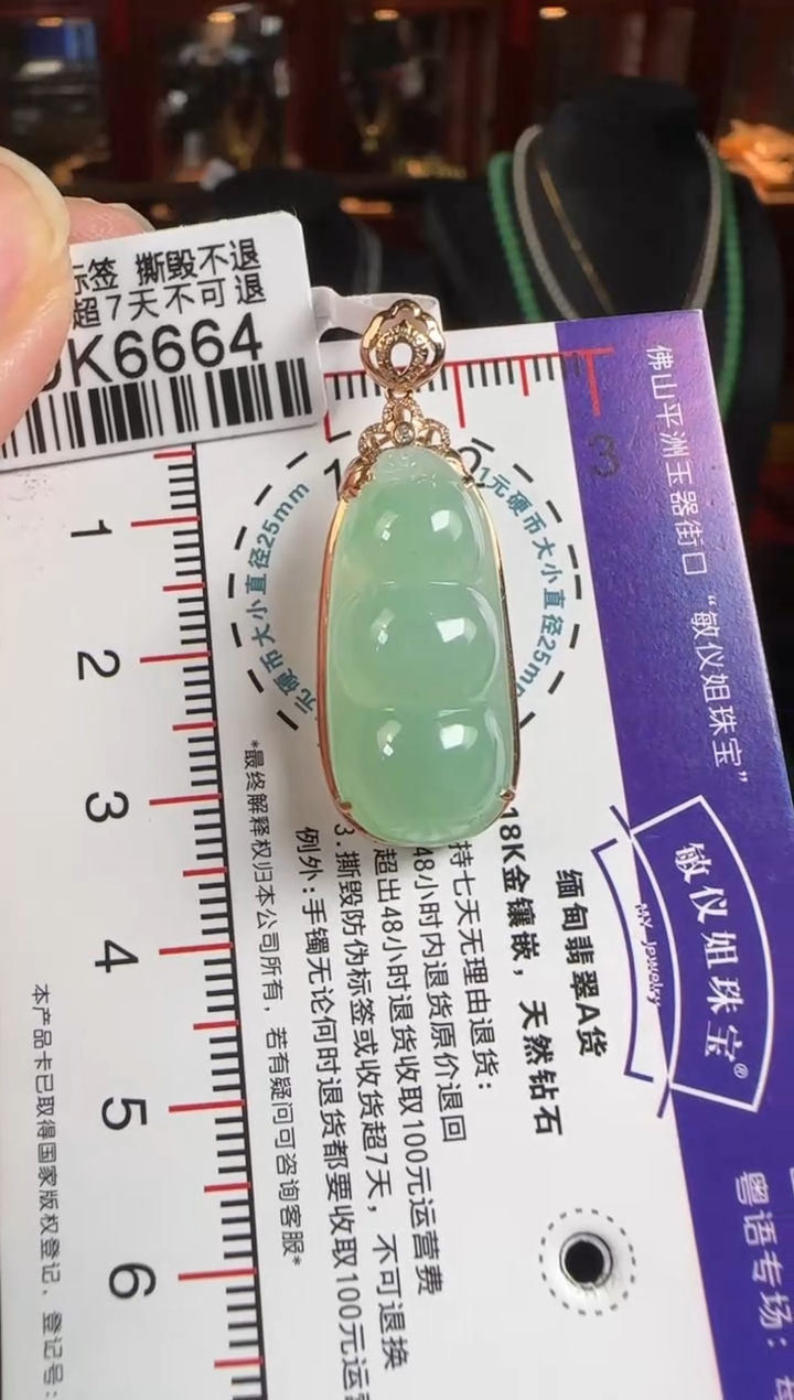 颈饰18K金镶嵌翡翠DK6664富贵豆