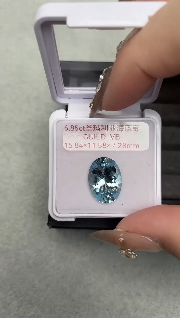 【闪购商品】海蓝宝石裸石未镶嵌6.85ct吉尔德圣玛利亚海蓝宝石