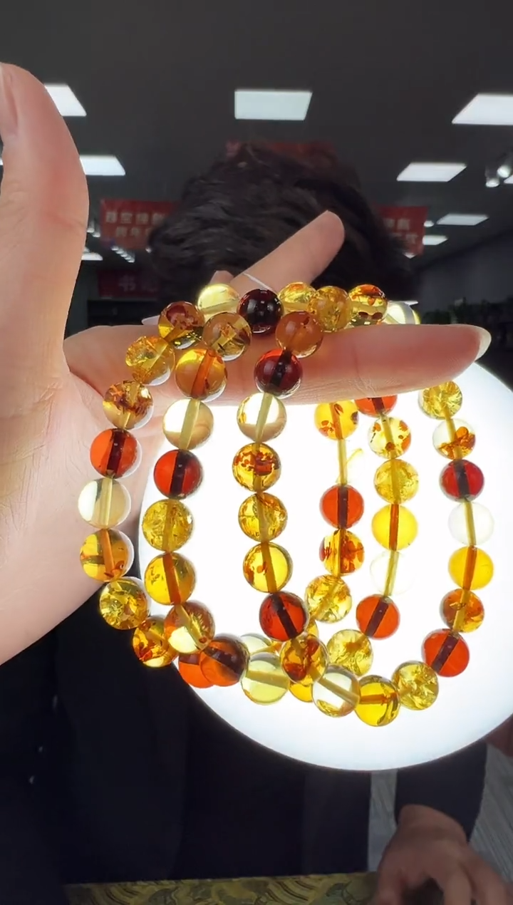 【闪购商品】琥珀手链未镶嵌B64 lf1220约9mm多样性发一件