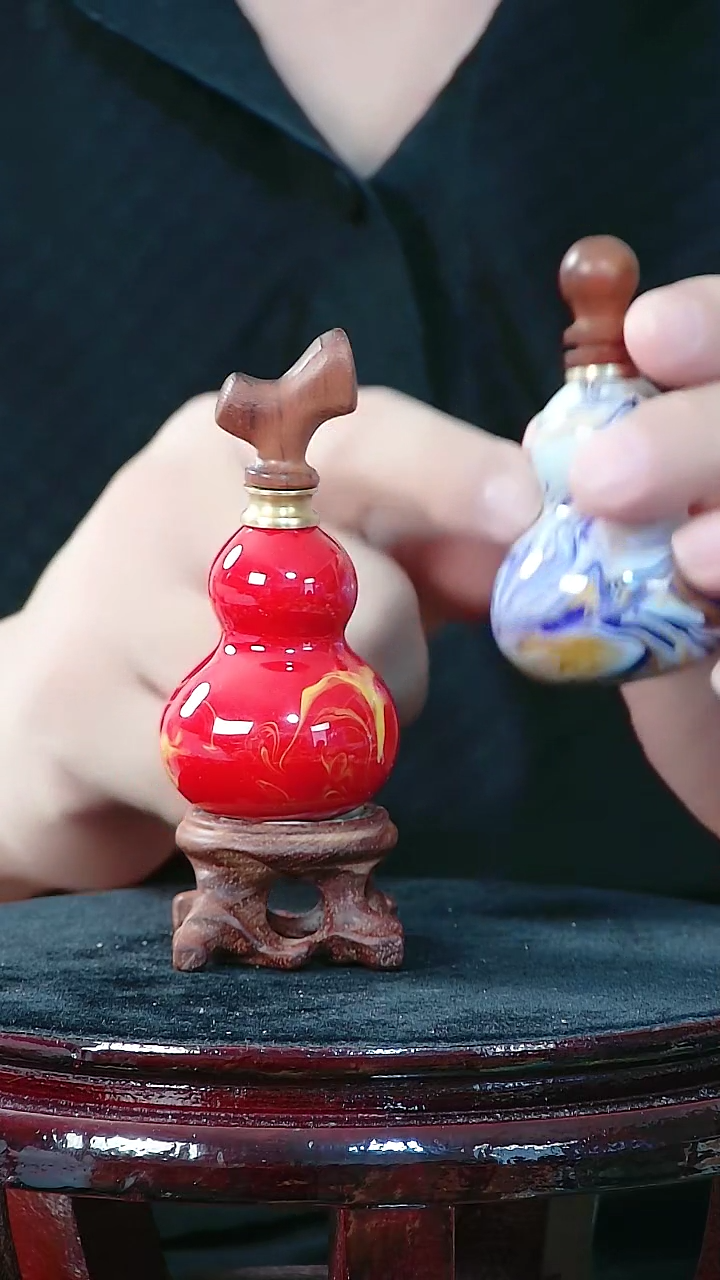 藤家*  檀木塞葫芦把件0078