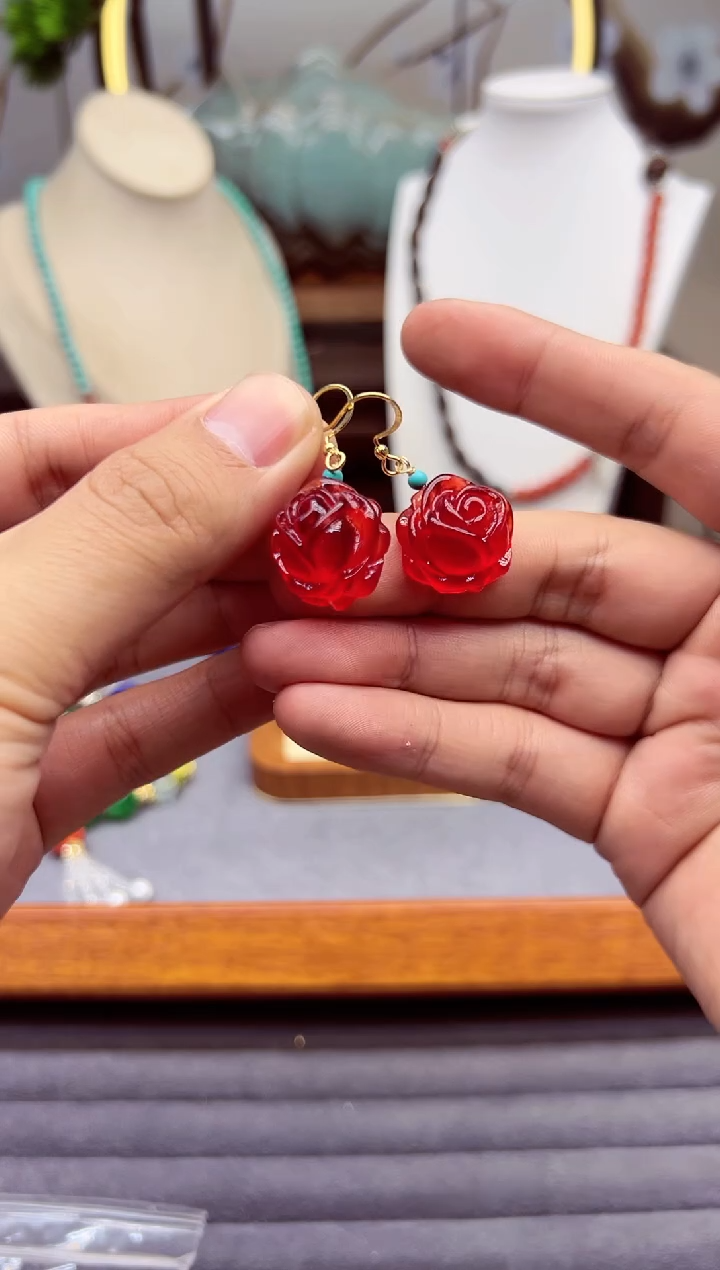 【闪购商品】血珀耳饰14K金镶嵌E215````