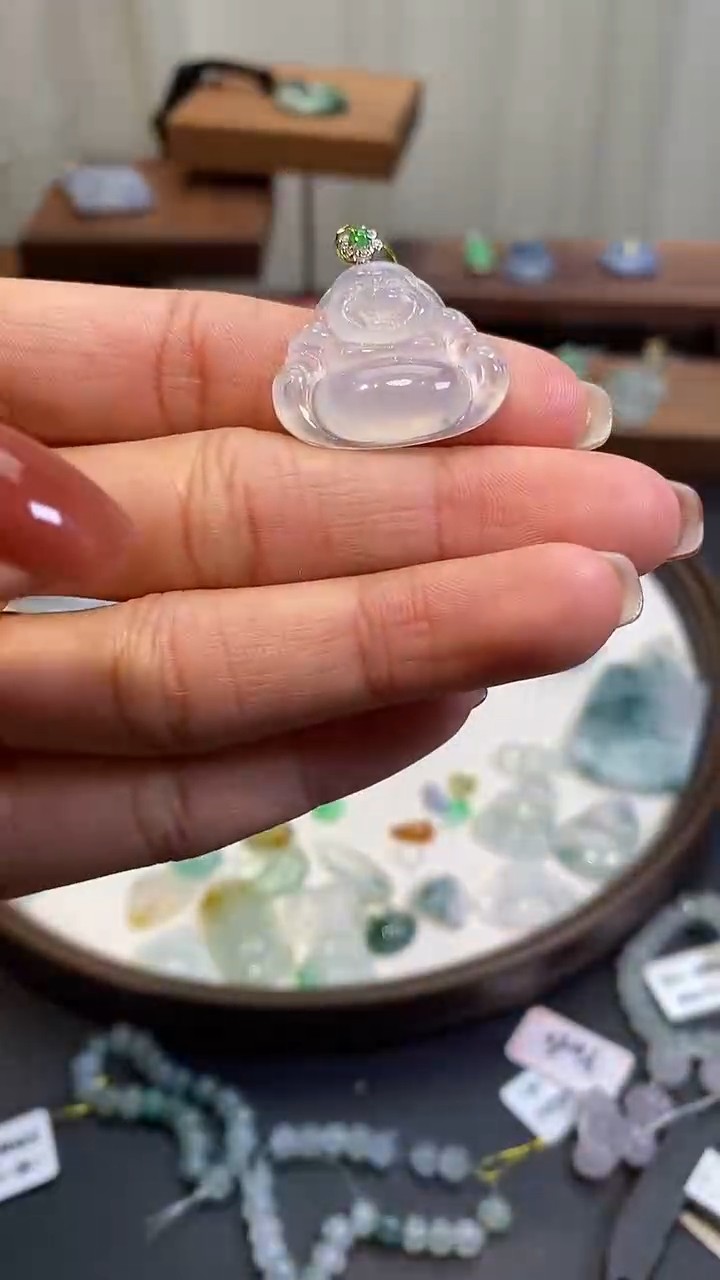 【闪购商品】翡翠颈饰18K金镶嵌佛公