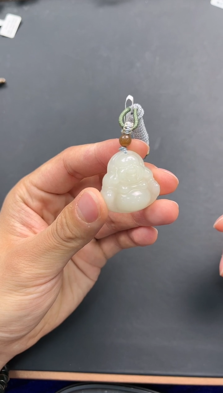 未镶嵌手串和田玉且末天泰白玉佛公微色差