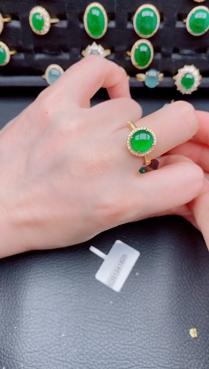 【闪购商品】翡翠戒指银S925镶嵌天然a货翡翠464
