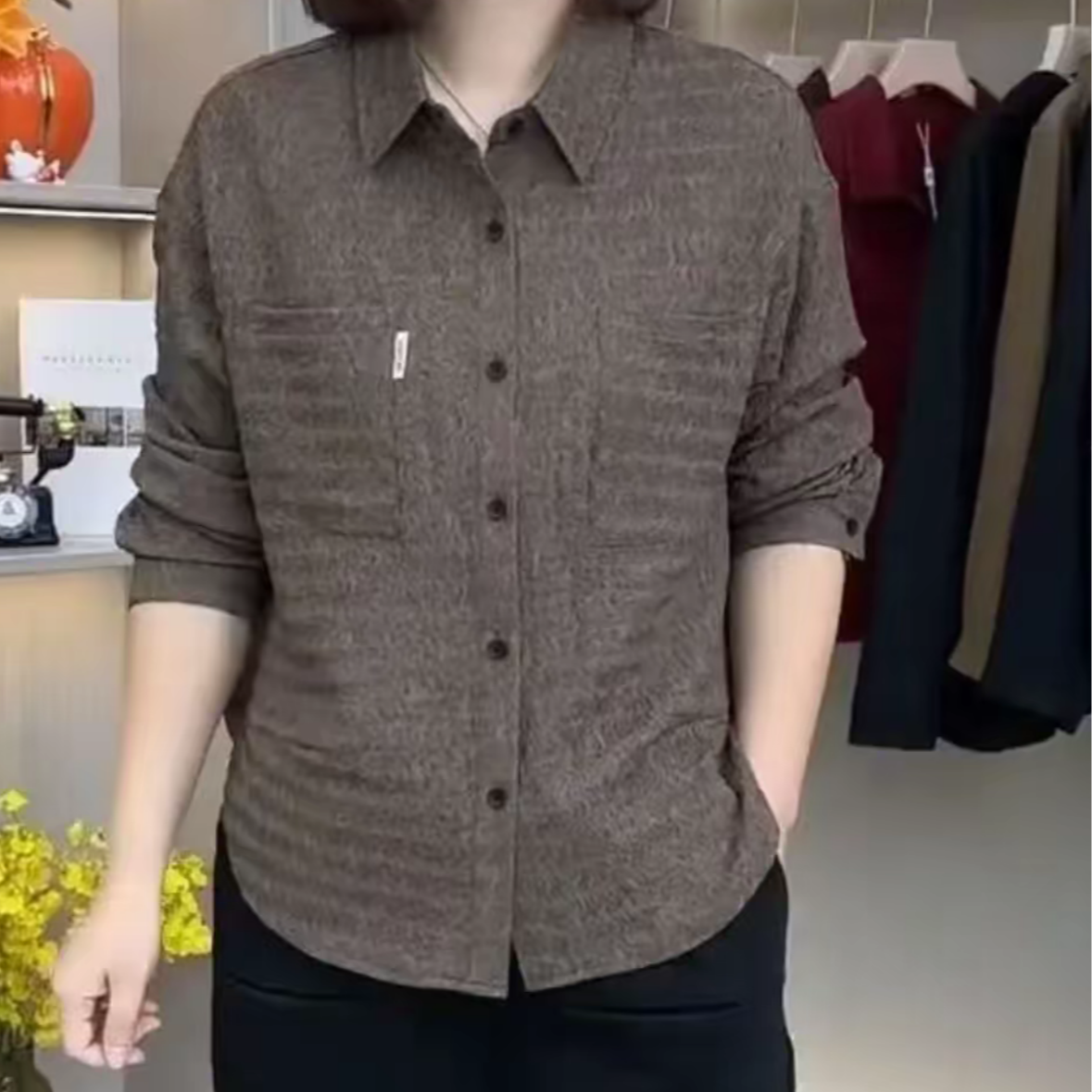 2025女装洋气衬衫显瘦时尚百搭宽松圆领休闲通勤207